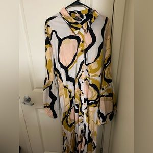 Ashley Stewart Belted Printed Midi Shirtdress Size 30/32W